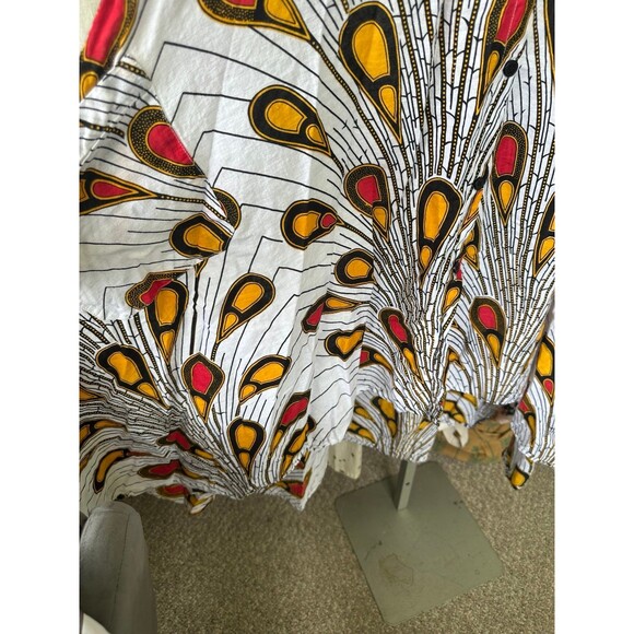 Step In Style 100% Cotton Peacock African Print Hi Lo Handkerchief Midi Dress 2X - Picture 5 of 9